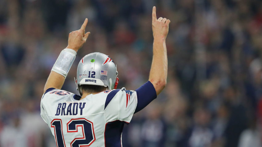 HOUSTON, TX - FEBRUARY 05: Tom Brady #12 of the New England Patriots reacts in the fourth quarter against the Atlanta Falcons during Super Bowl 51 at NRG Stadium on February 5, 2017 in Houston, Texas. (Photo by Kevin C. Cox/Getty Images)